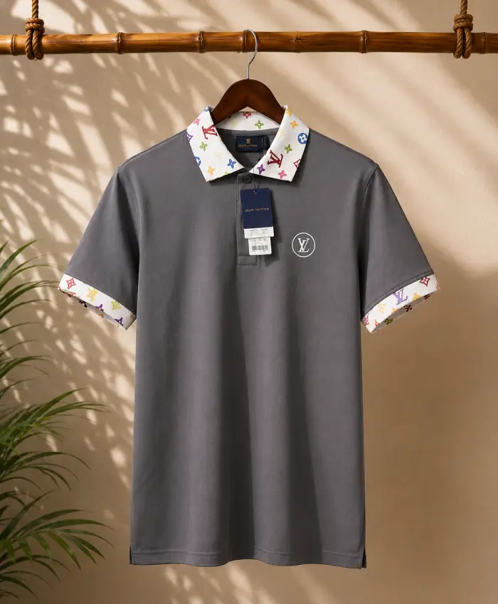 Men's Black Contrast Collar Polo T-Shirt