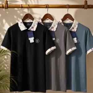 Men's Black Contrast Collar Polo T-Shirt