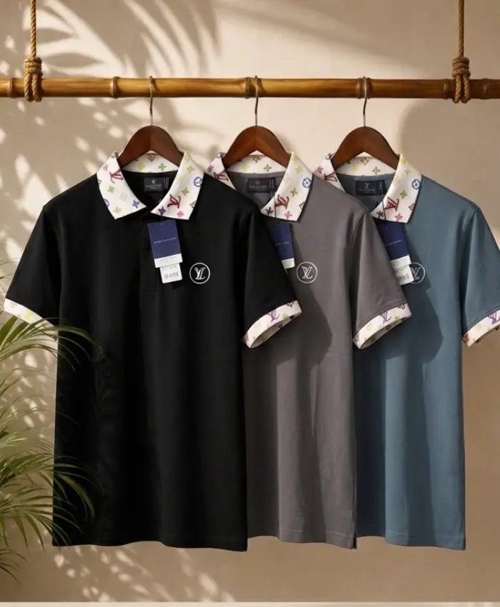Men's Black Contrast Collar Polo T-Shirt