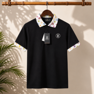Men's Black Contrast Collar Polo T-Shirt