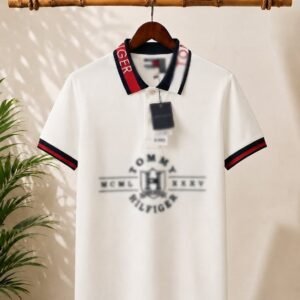 Elevate your casual wardrobe with this premium cream polo T-shirt for men.