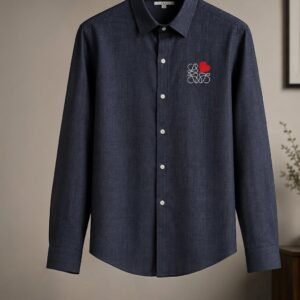 A premium navy-blue textured shirt.