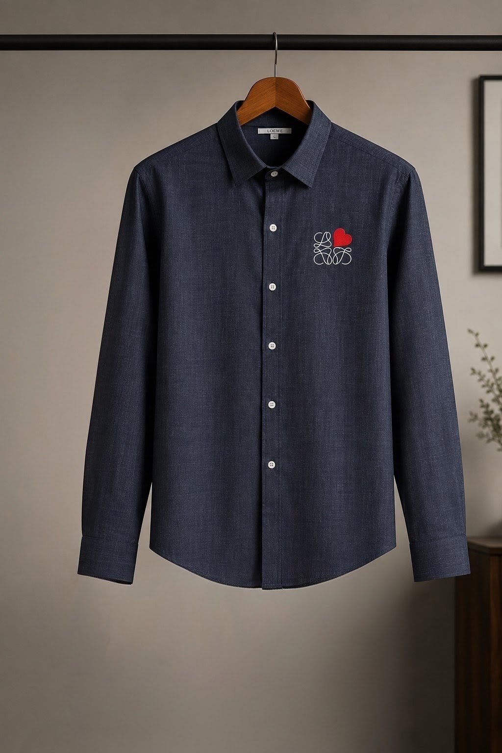 A premium navy-blue textured shirt.
