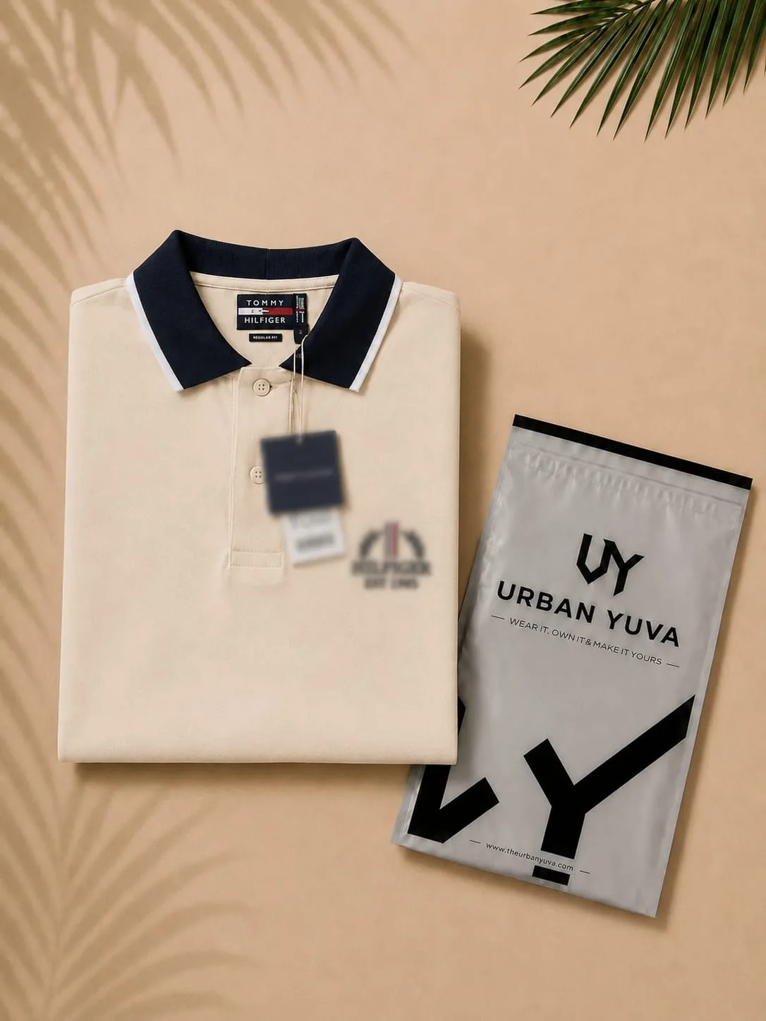 Men’s Classic Cream Polo T-Shirt with Contrast Collar
