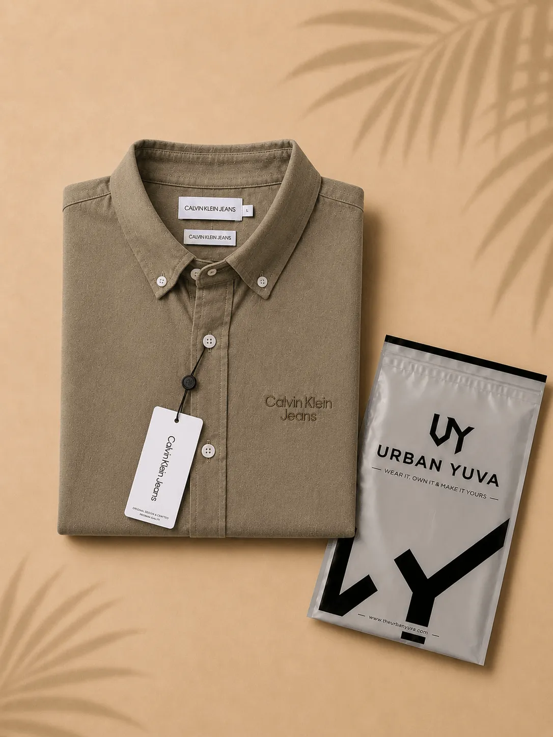 Men’s Classic Khaki Button-Down Shirt