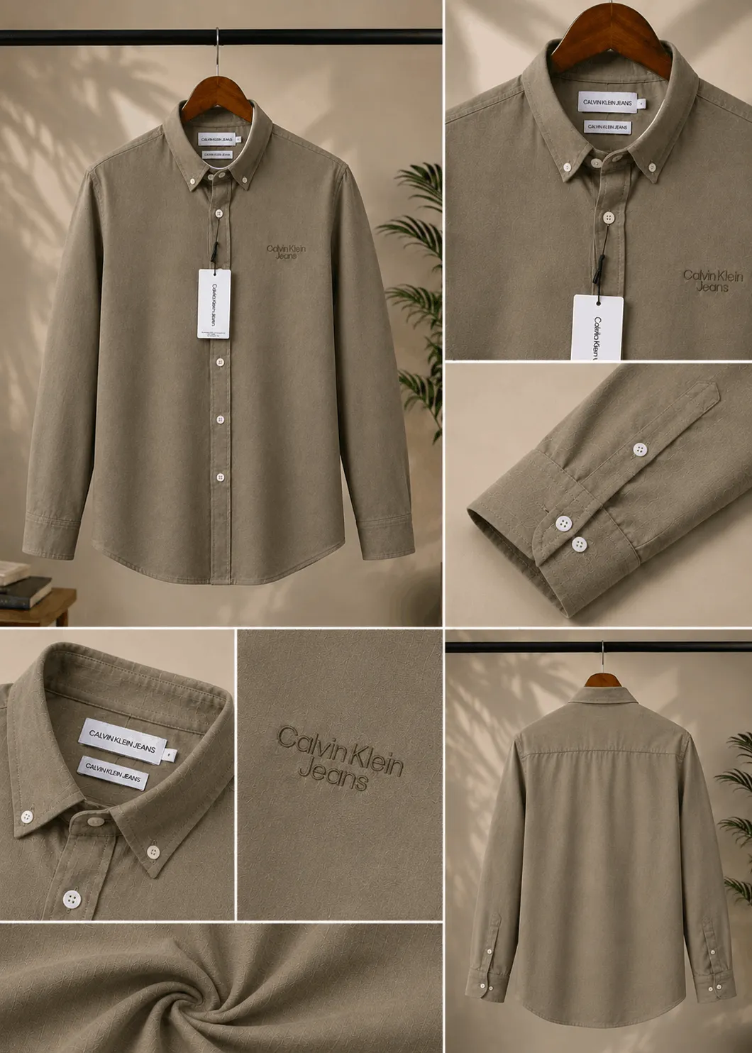 Men’s Classic Khaki Button-Down Shirt