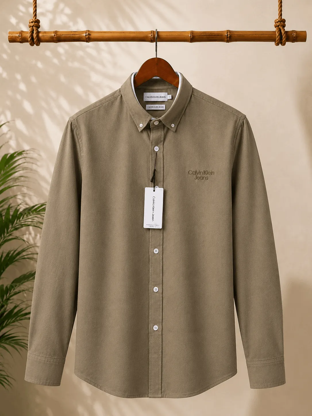 Men’s Classic Khaki Button-Down Shirt