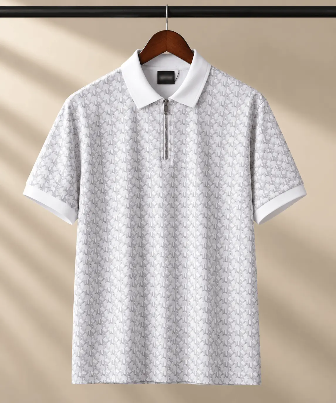Men’s Premium Textured Half-Zip Polo T-Shirt