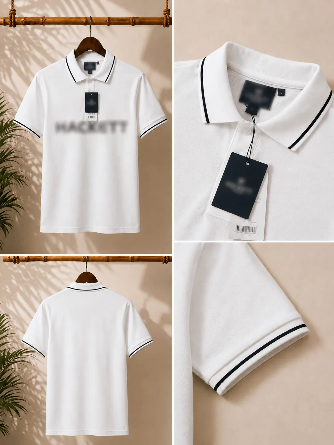 Men’s Premium White Contrast Trim Polo T-Shirt