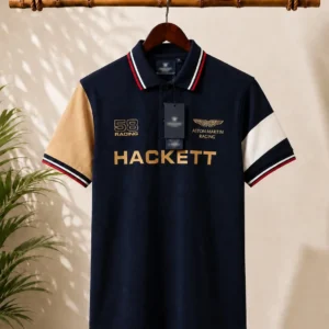 Men’s Racing-Inspired Premium Contrast Sleeve Polo T-Shirt