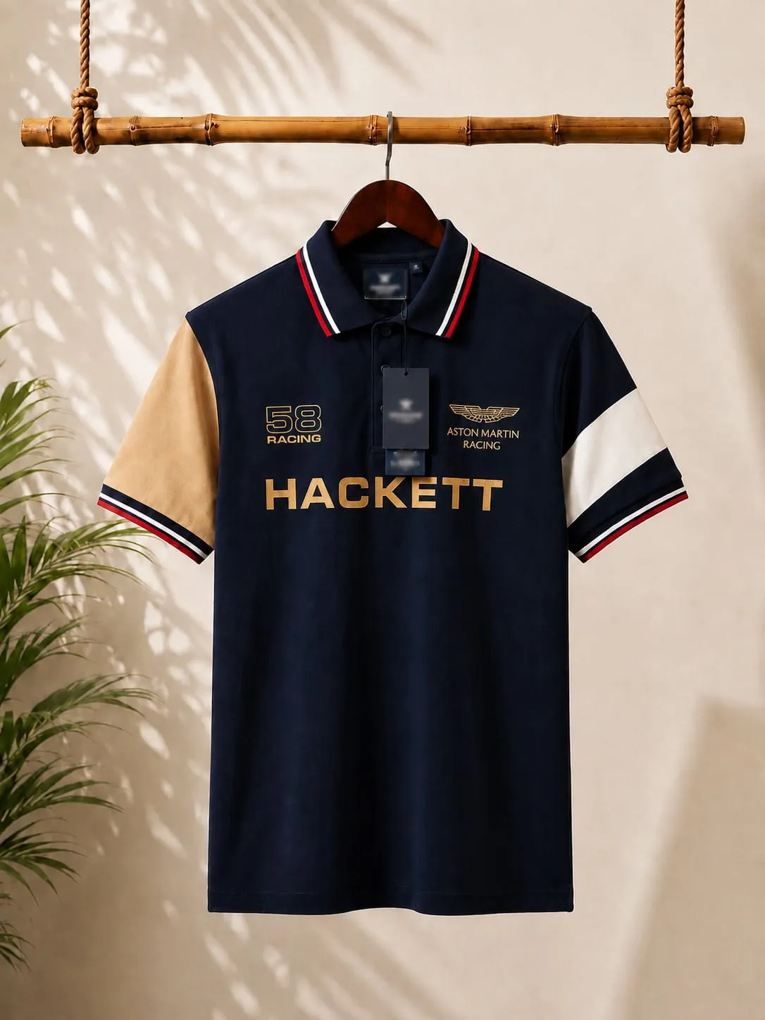 Men’s Racing-Inspired Premium Contrast Sleeve Polo T-Shirt