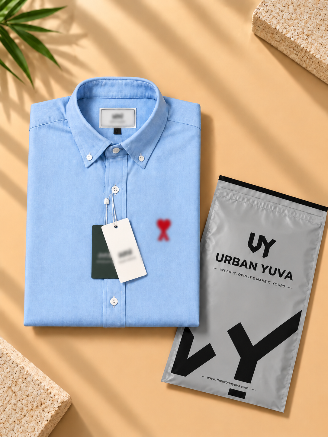 Classic light blue shirt featuring a clean button-down collar.