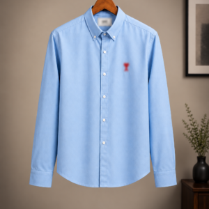 Classic light blue shirt featuring a clean button-down collar.