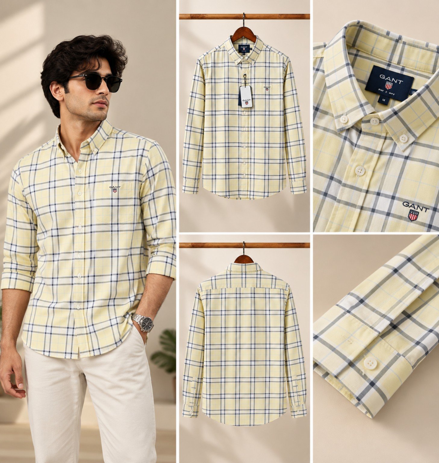 Premium Yellow & White Checkered Full Sleeve Shirt