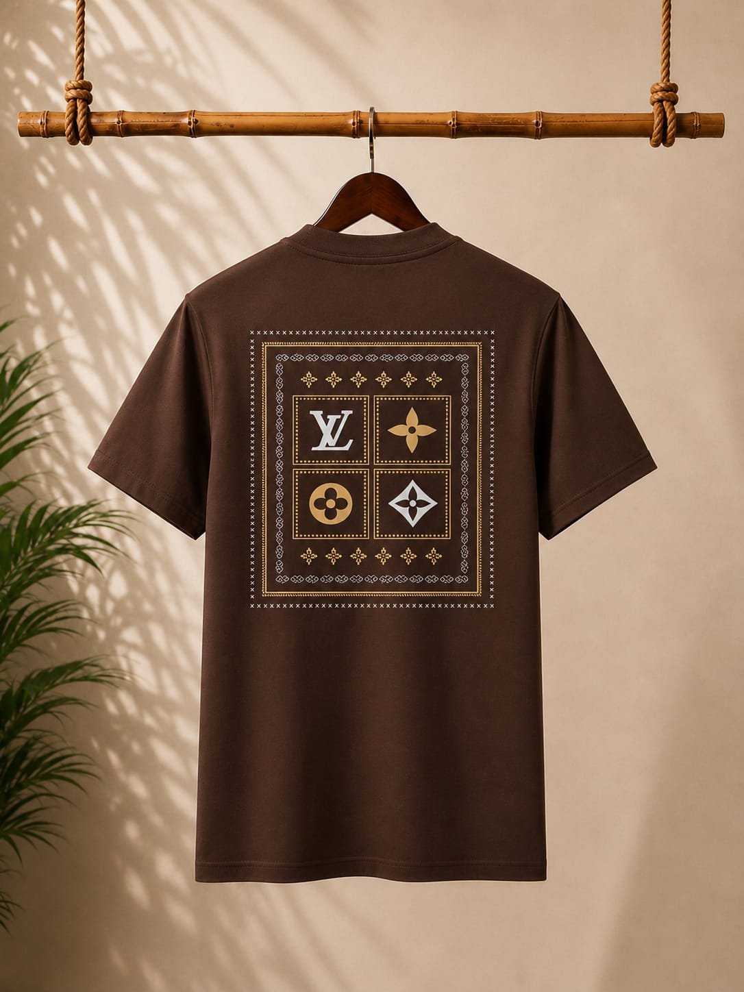Men’s Premium Brown Graphic Crew Neck T-Shirt
