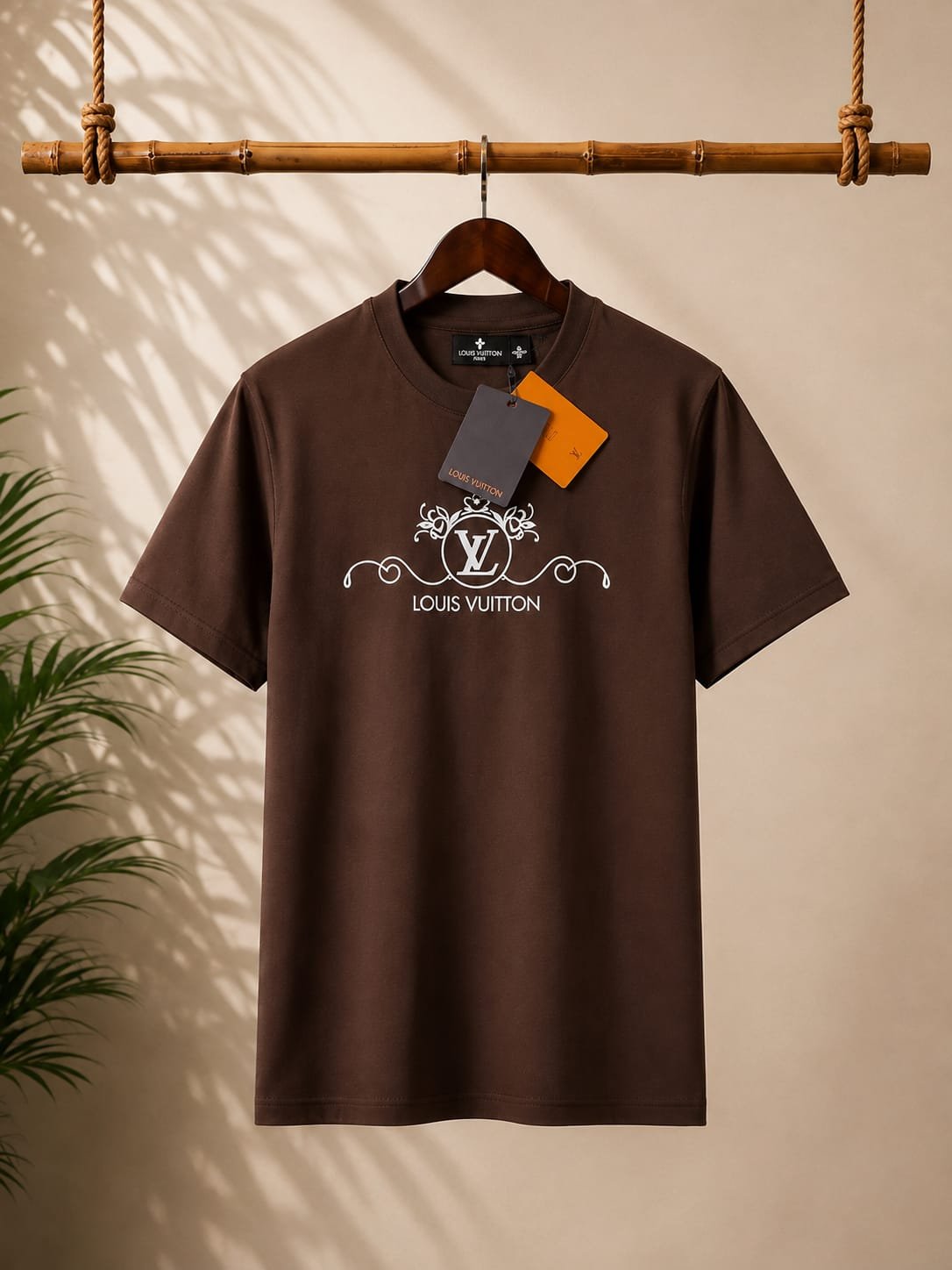 Men’s Premium Brown Graphic Crew Neck T-Shirt